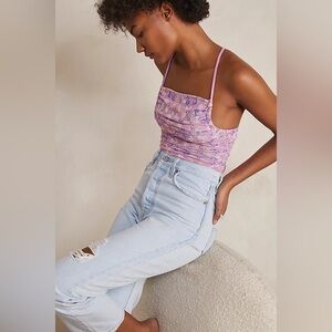 Free People Milkshake Mesh lace up bodysuit Large